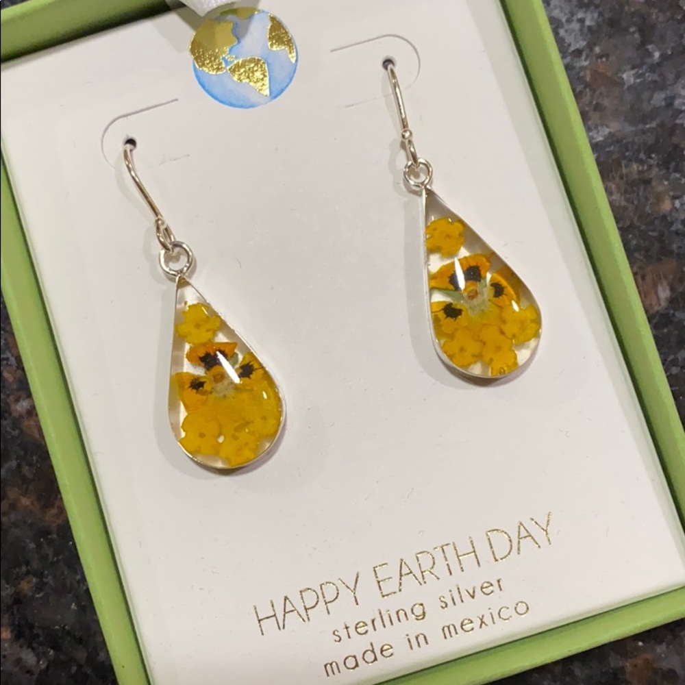 HAPPY EARTH DAY Genuine Flowers Earrings